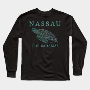 Nassau, The Bahamas, Gliding Sea Turtle (Distressed) Long Sleeve T-Shirt